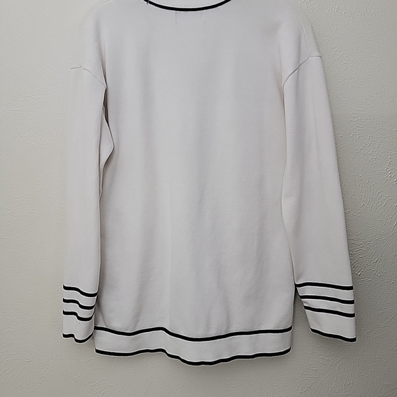 Karl Lagerfeld Oversized Varsity Sweater White Black Cardigan Logo - Picture 11 of 15